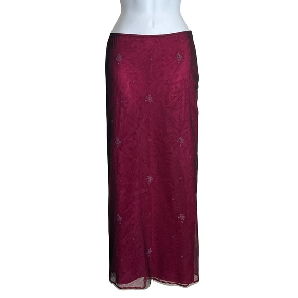 dELiA*s Dresses & Skirts - Vintage 90s Delias Embroidered Jeweled Maxi Skirt Size 7/8